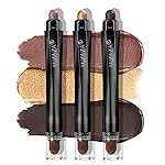 LUXAZA 3Pcs Neutral Brown Eyeshadow Stick Set, Matte And Shimmer Creamy Eyeshadow Pencil, Shiny Pink Shadow, Waterproof Long Lasting Smoky Eye Makeup - A3 Twilight Brown