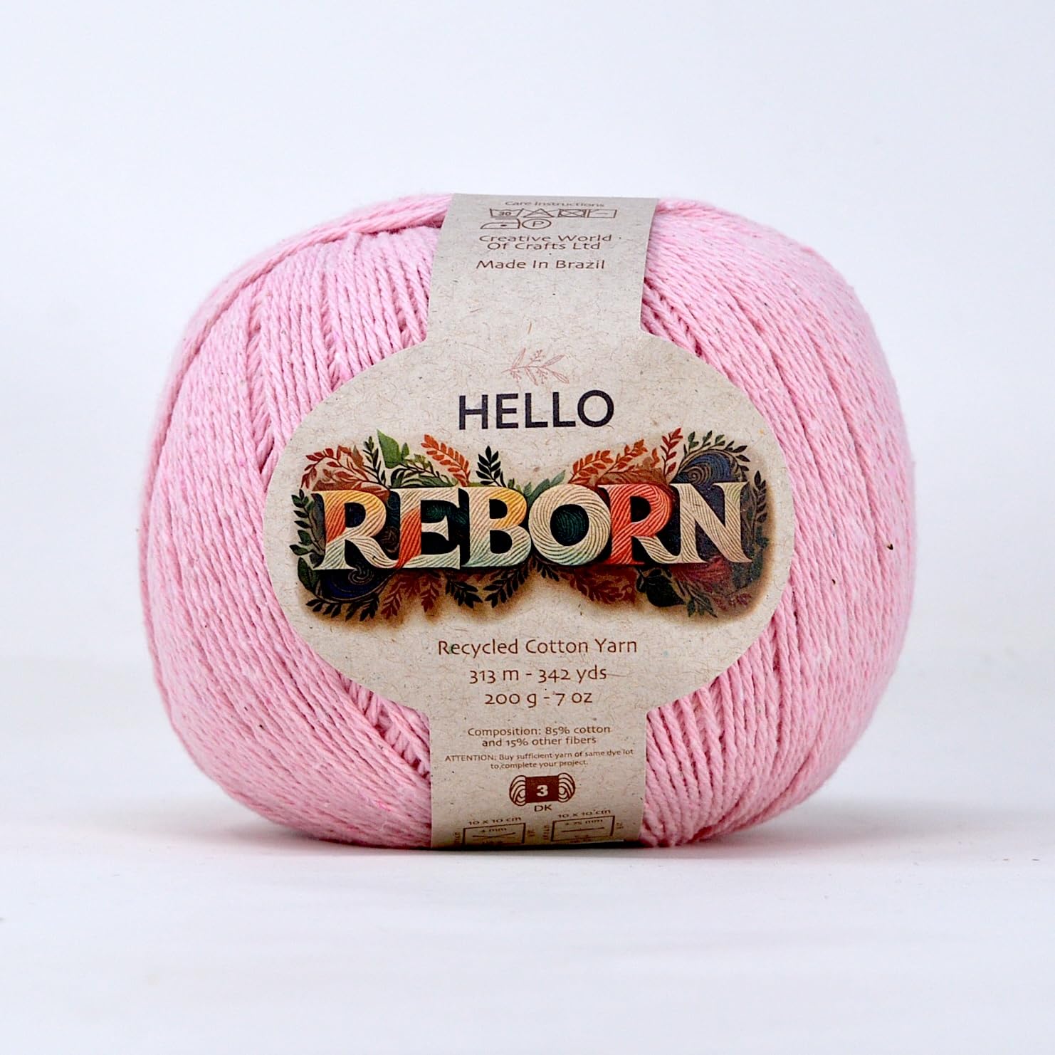 Reborn Recycled Cotton - Rosy - 200g DK Crochet/Knitting Yarn