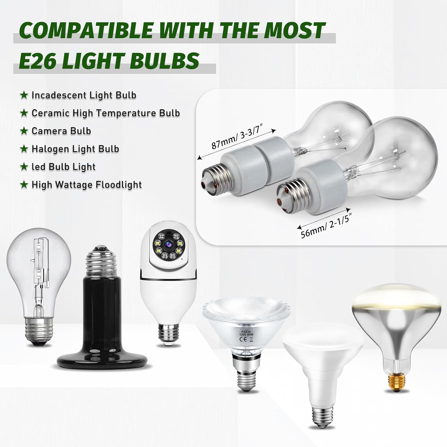 Porcelain Socket Extension Adapter - E26 to E26 Standard Medium Screw Bulb Socket Extender