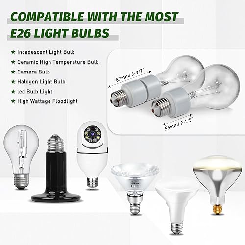 Miniatura 4 de Extensor de zócalo de luz,Adaptador de extensión de zócalo de porcelana,E26 a E26 Adaptador de extensor de enchufe de tornillo mediano