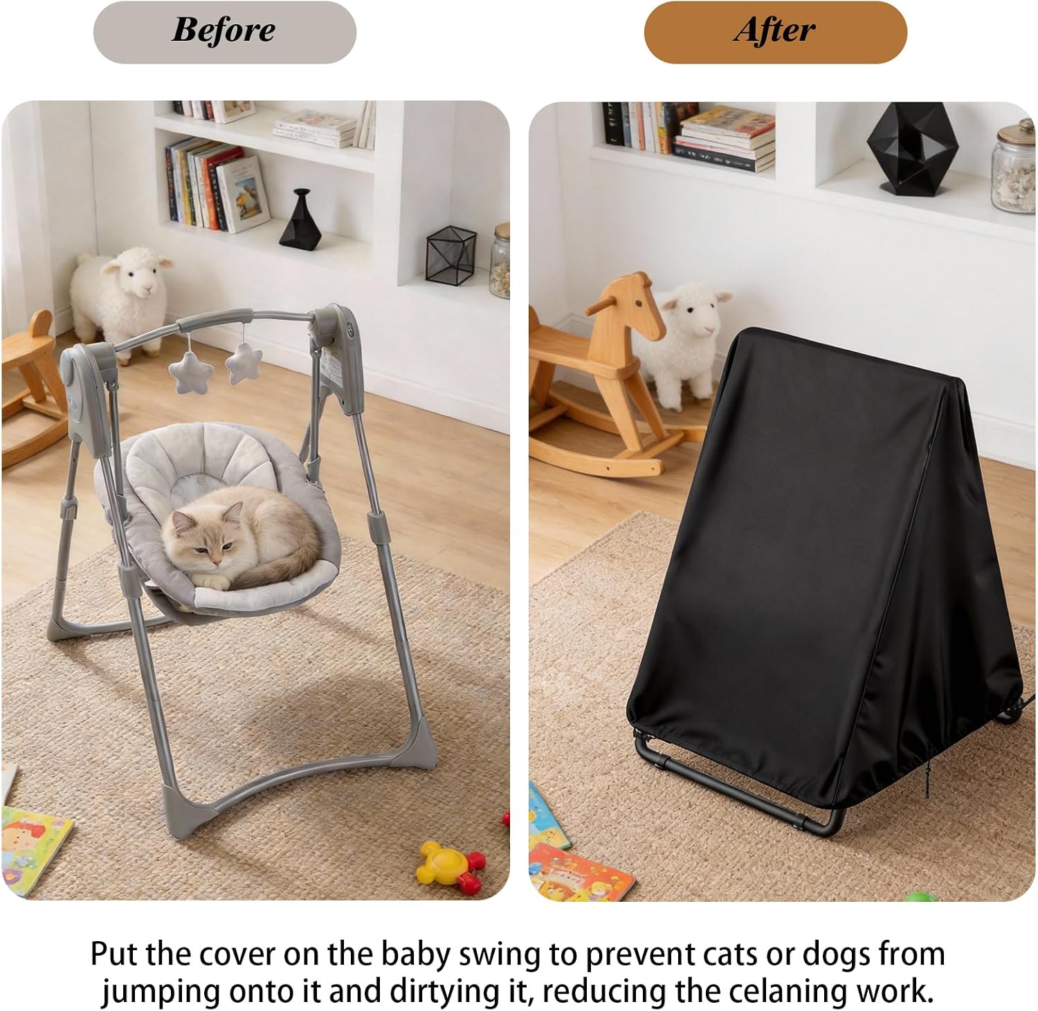 Kasla Baby Swing Cover, Waterproof and Heavy-Duty, Covers for Baby Swings for Infants, Fits Graco Slim Spaces Compact Baby Swing (Only Cover, 24" Wx39 Dx40 H)