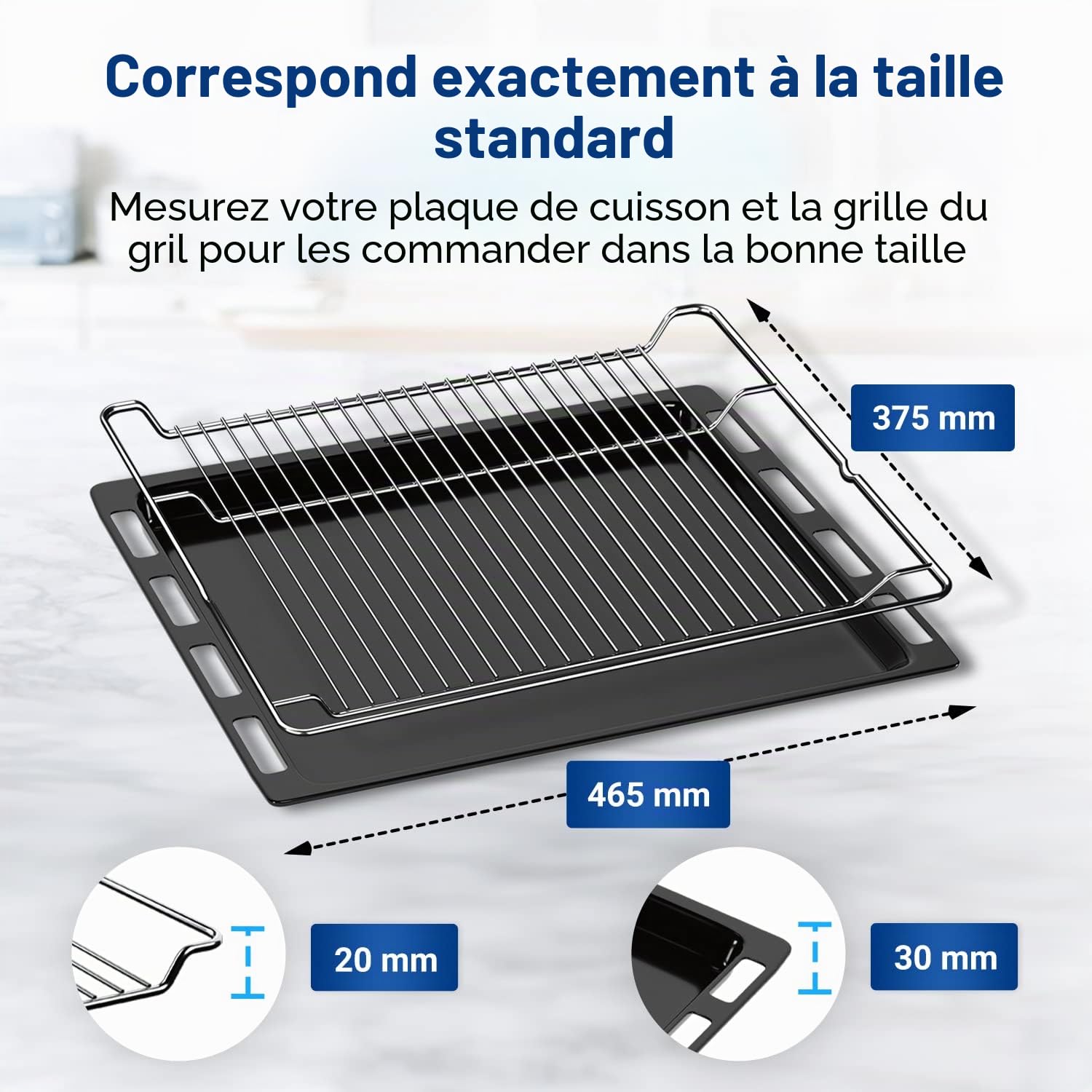 VIOKS Ensemble de Plaque Cuisson Four 465x375 mm et Grille pour Four Bosch 00662999 00574876, Plaque et Grille de Four de Rechange