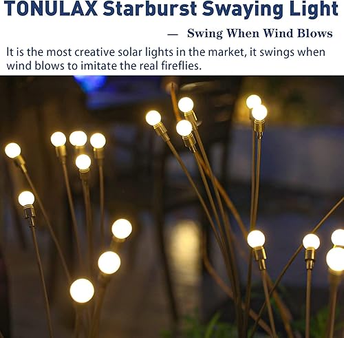 Miniatura 6 de TONULAX Luces solares de jardín, luz solar balanceada mejorada, balanceo por el viento, luces al aire libre, decoración de camino de patio, alambre
