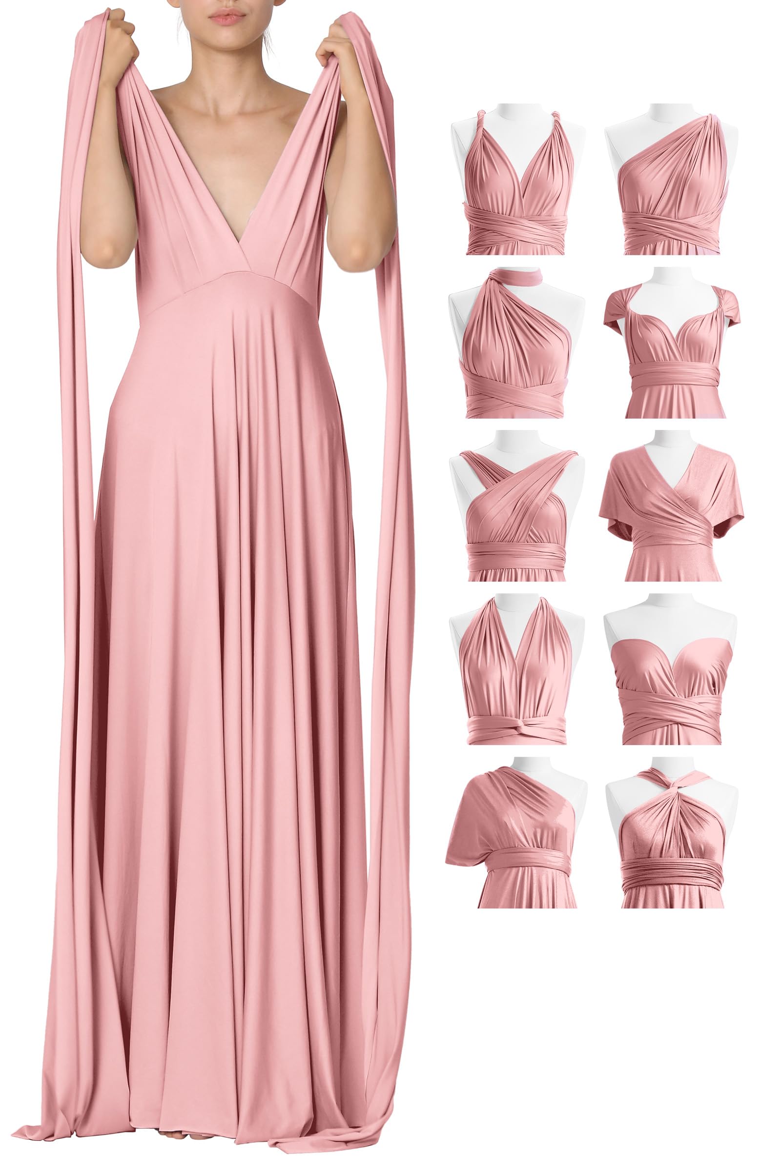 72styles Robe Infinity Demoiselle d'honneur Femme Soirée & Mariage Invitée | Robe Transformable Multiposition Robe de Soirée & Mariage Invitée, Robe Longue Élégante pour Cocktail & Cérémonie