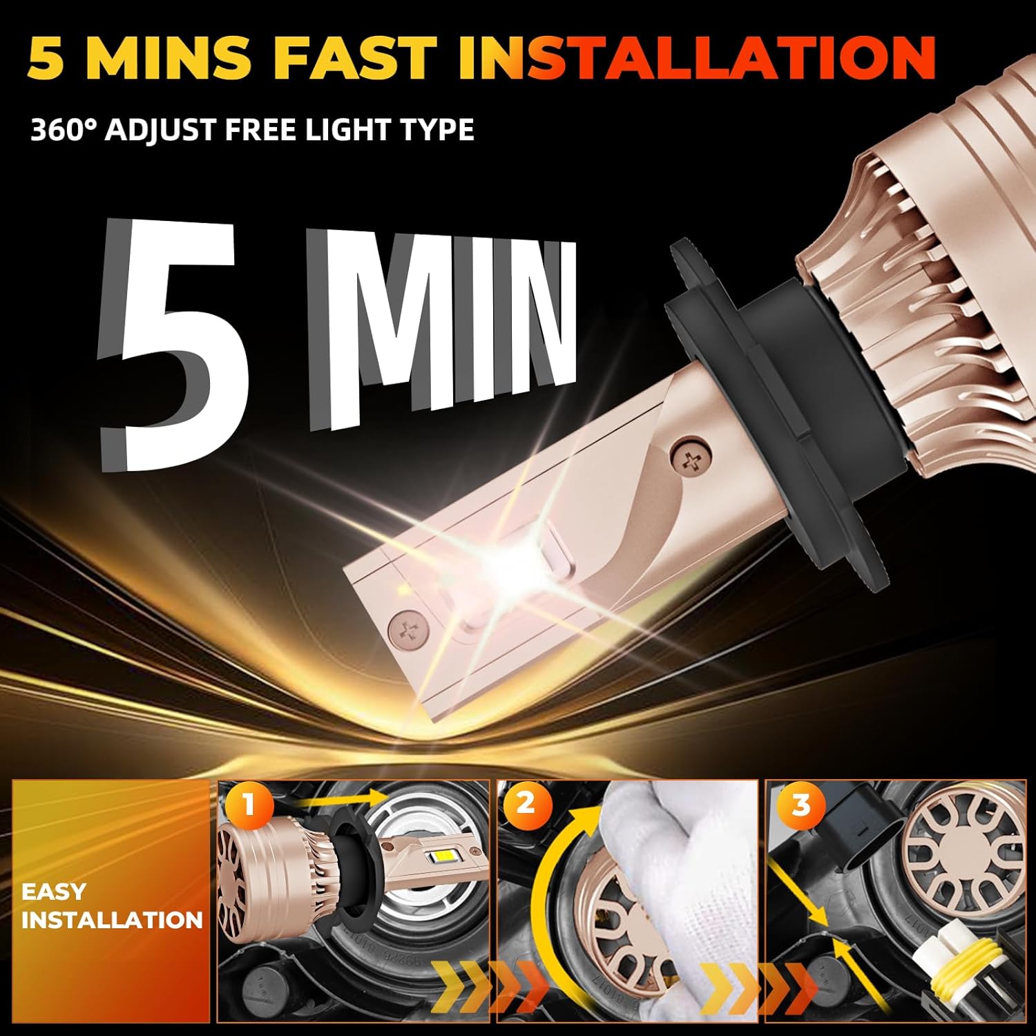 Compatible with Smart Fortwo 2008 2009 2010 2011 2012 2013 2014 2015 Hi-Lo Fog Light Bulbs Combo, Plug and Play, 24000LM 500% Brighter, 6000K Coolwhite with Fan, Pack of 6