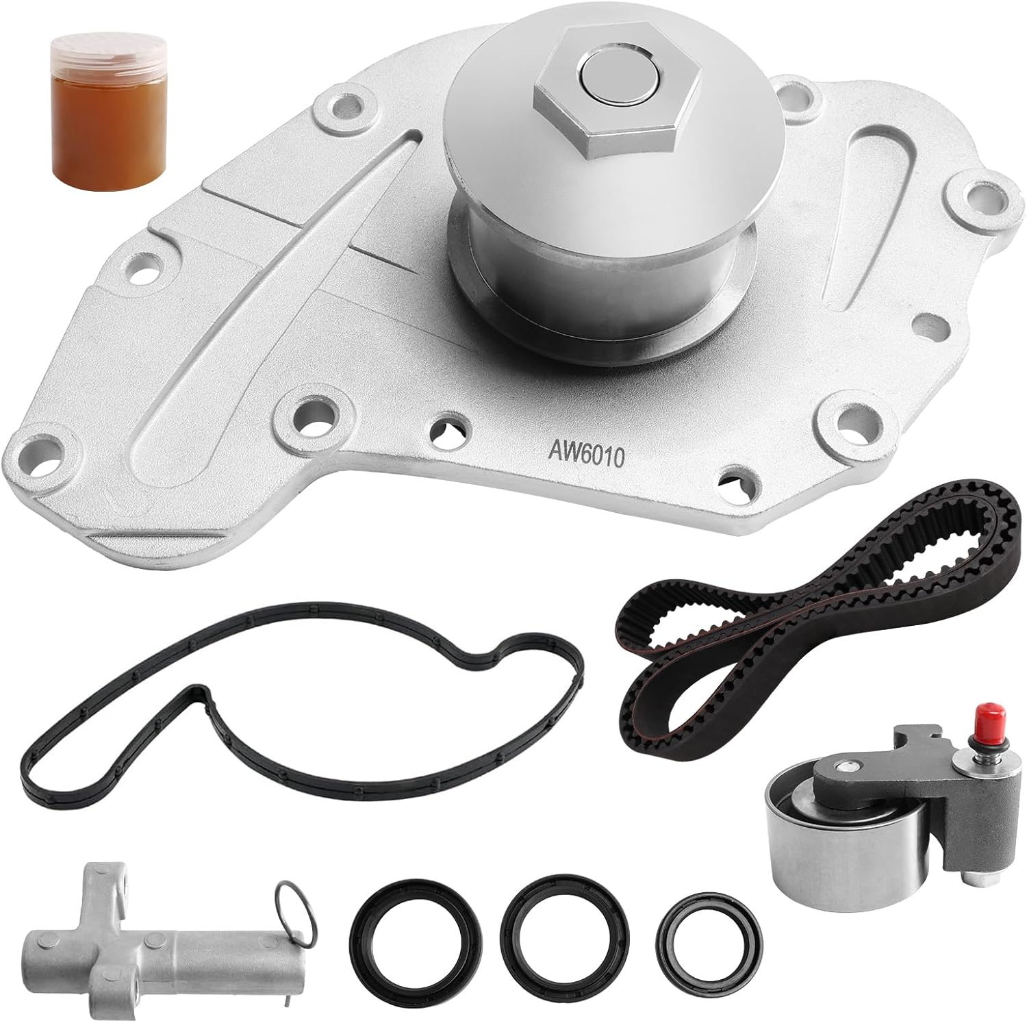 Engine Timing Belt Kit with Water Pump Compatible with Dodge/Chrysler 2005-2011 3.5L/4.0L V6 Engine (Avenger/Challenger/300/Sebring & More) - Direct Replacement, Replaces TCKWP295B