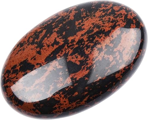 June&Ann Piedras naturales de palma de obsidiana mahagony curativa, piedras preciosas de cristal para meditación, colección de equilibrio de