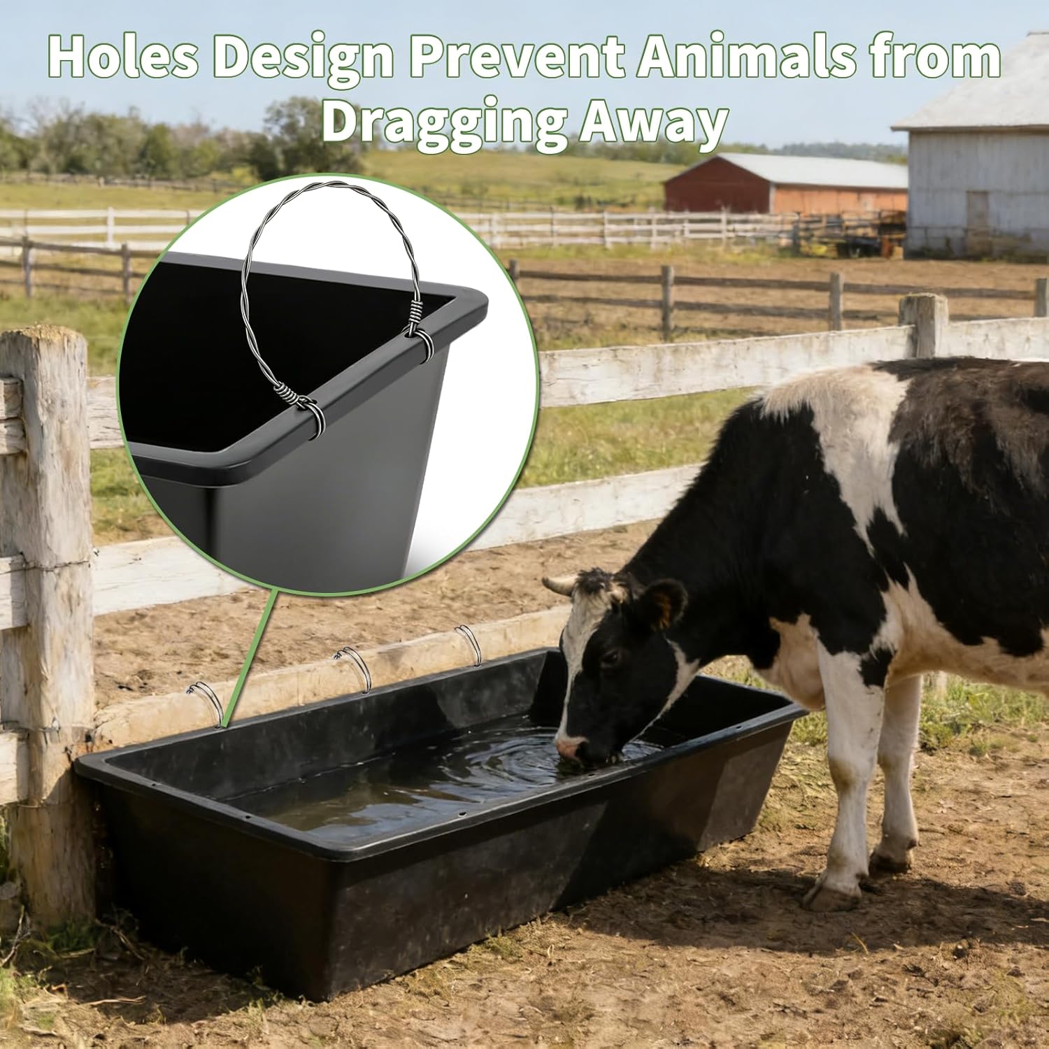 5 Pack Extra Large Capacity 12 Gallon /48 Quart Long Plastic Livestock Trough Heavy Duty Feed and Water Trough for Sheep Horses Pigs Crack Resistant Long Feeder Pan Resists Animal Trampling