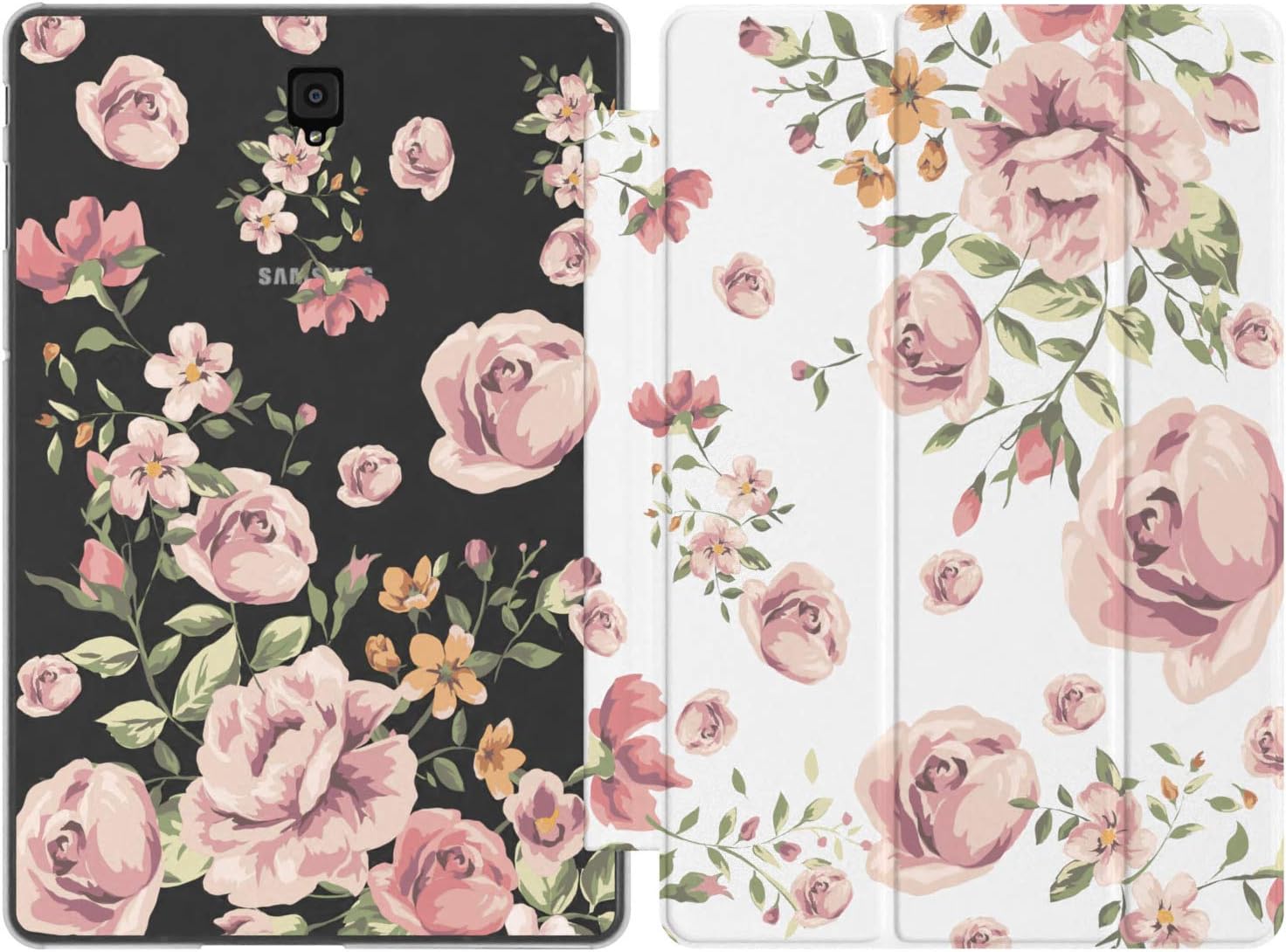 Mertak Case Compatible with Samsung Galaxy Tab S7 S6 Lite S5e S4 A7 10.4 A 10.5 10.1 2019 S3 9.7 S2 8.0 Pretty Pastel Smart Cover Painted Auto Wake Sleep Floral Clear Cute Watercolor Roses