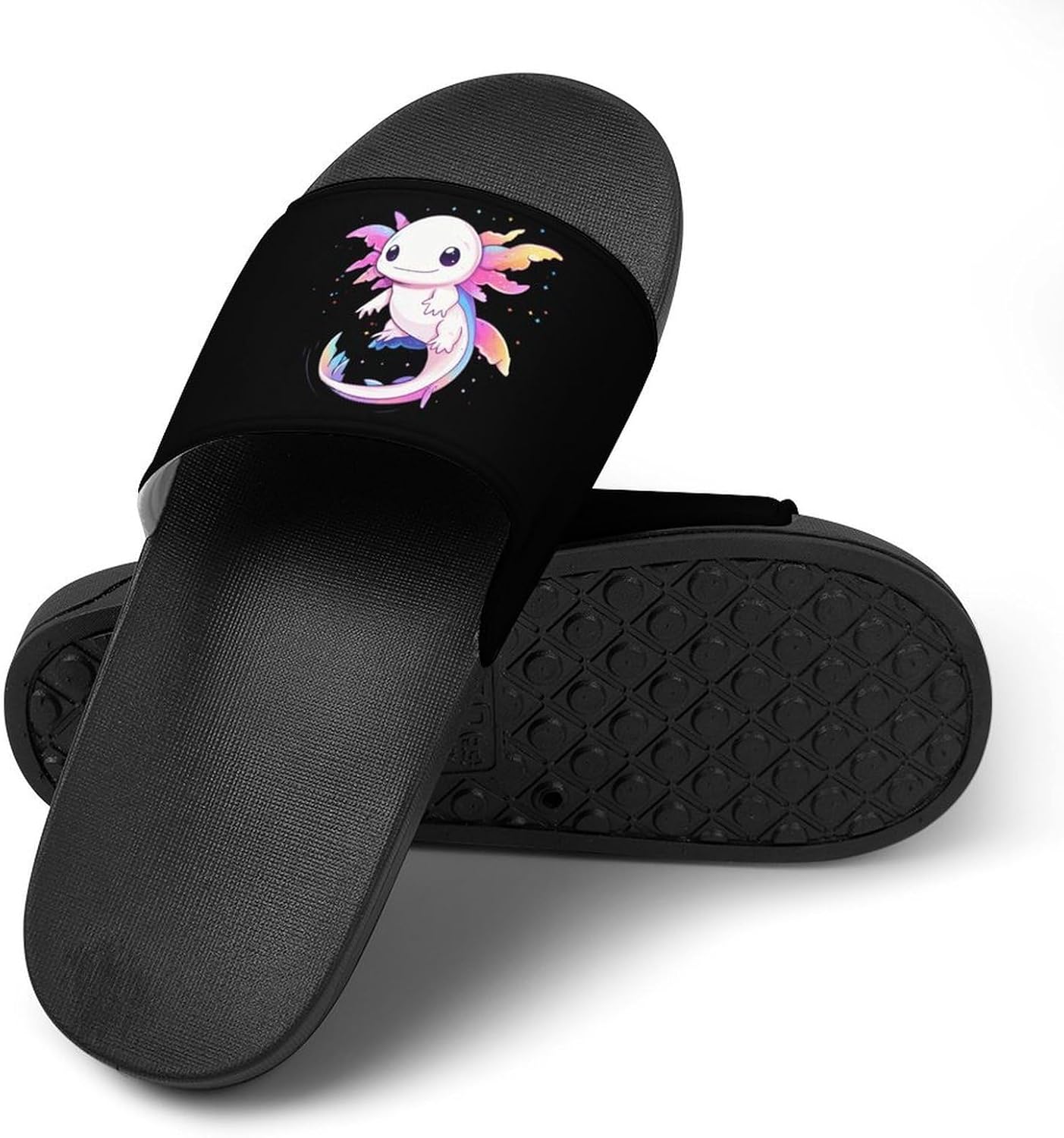 Cute Axolotl Open Toe Slide Sandals for Women Men Non Slip Shower Shoes House Slippers
