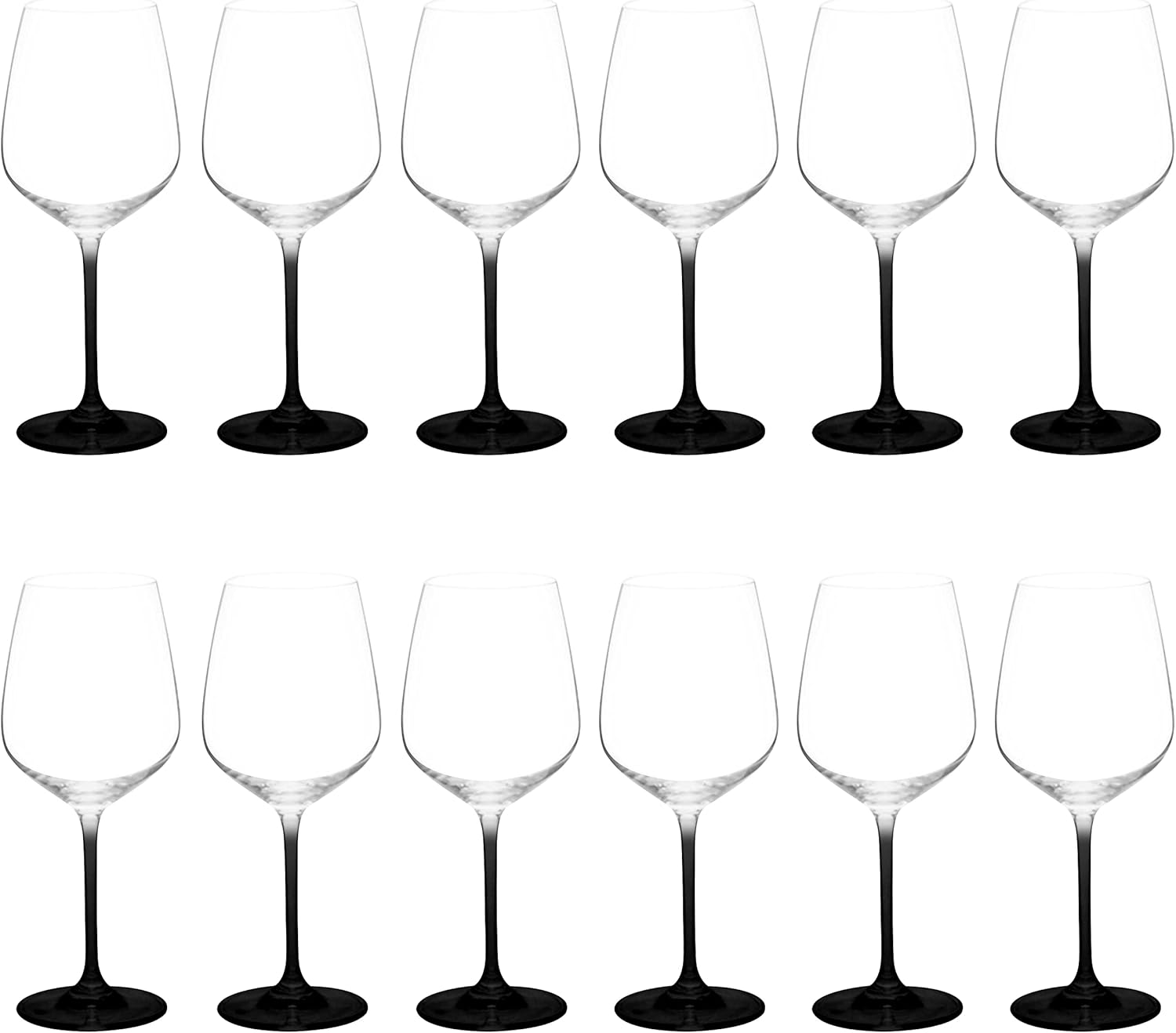 DISCOUNT PROMOS Wine Glasses 17.5 oz. Set of 12, Bulk Pack - Restaurant Glassware, Perfect for Red Wine or White Wine - Black