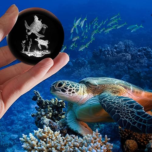 Miniatura 5 de Bola de cristal de tortuga marina 3D con soporte de lase grabado esfera de vidrio pisapapeles tortuga marina decoración regalo