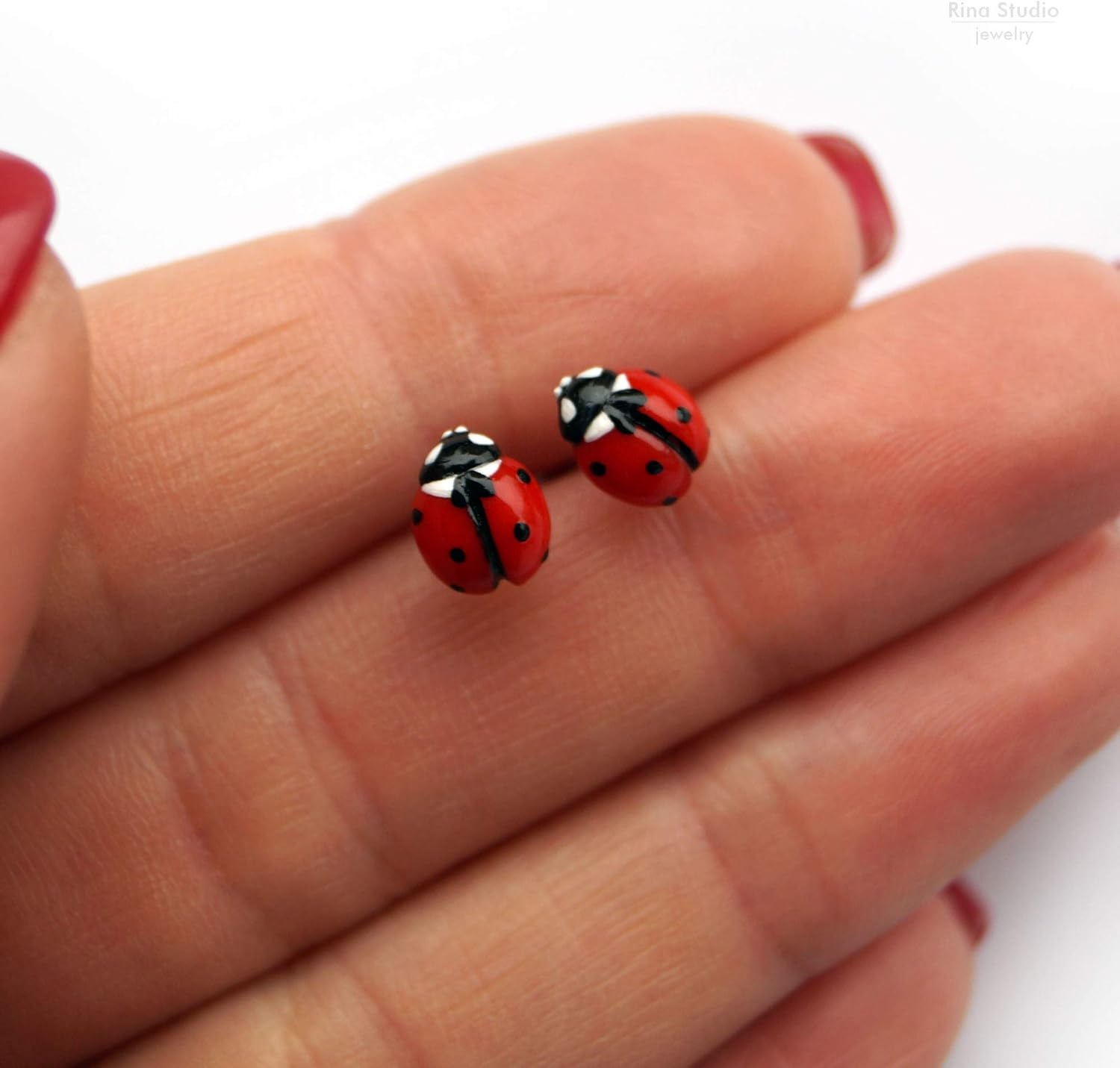 Ladybug Tiny Stud Earrings Red Miniature Stainless Steel Posts Petite Minimalist Nature Jewelry Delicate Insect Accessory