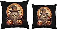 Vista 3 de Maine Coon Long Hair Cat Halloween Costume Magic Wizard Throw Pillow