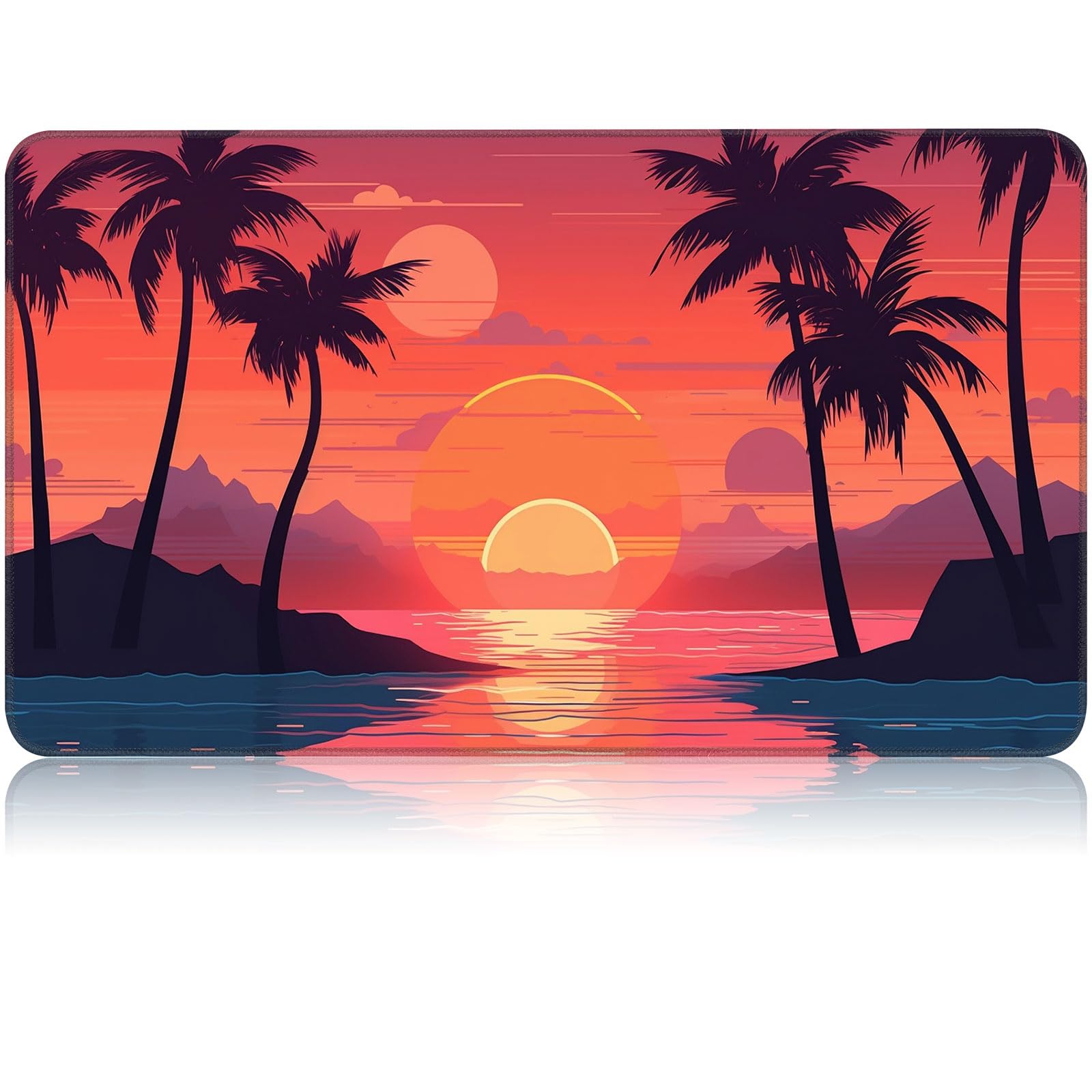 for MTG Game Playmat, for Magic TCG Rubber Play mat,Tabletop Card Playmats with Smooth Surface,Trading Card Inked Game Mat,Battle Game,Sunset at sea