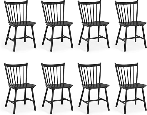 Miniatura 9 de LUE BONA Juego Mejorado de 4 Sillas de Comedor, Sillas de Cocina Estilo Granja con Respaldo de Husos de Madera, Sillas de Comedor Windsor para