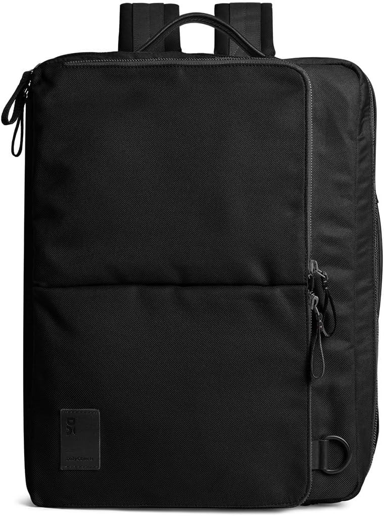 DailyObjects PET Space Black Meridian Convertible Briefpack (Backpack + Briefcase) | 100% Recycled | Fits any Laptop Upto 16" | Lightweight Shoulder Backpack | Multiutility Bag with Trolley Sleeve