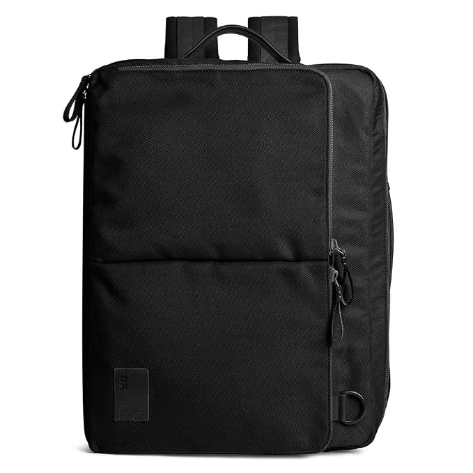 DailyObjects PET Space Black Meridian Convertible Briefpack (Backpack + Briefcase) (16L)| 100% Recycled | Fits Laptop Upto 16" | Lightweight Shoulder Backpack | Multiutility Bag with Trolley Sleeve
