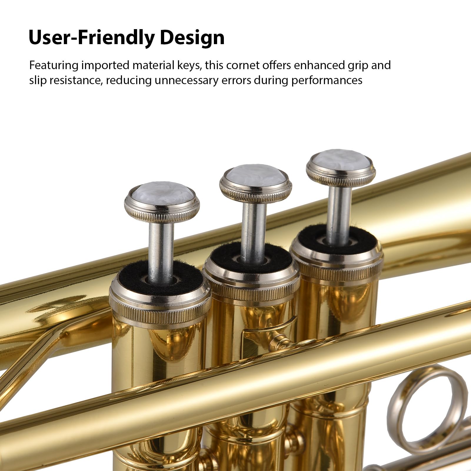 Btuty Bb Cornet Instrument De Cuivre Peinture De Surface Or Traitement Professionnel Cornet En Laiton Avec Étui De Transport Gants Nettoyage Chiffon Brosses Pour Les Étudiants Et Les Débutants