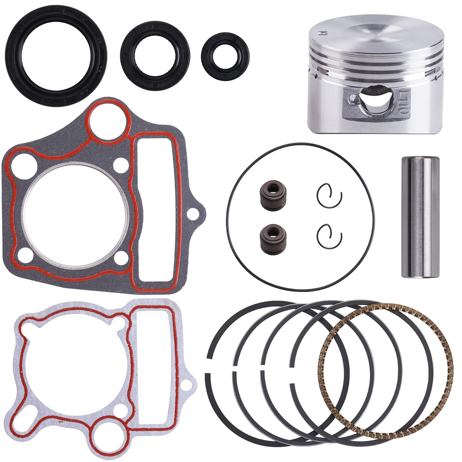 Image of Piston Rings Gasket Set 52.4mm Bore Replacement for 110cc 125cc Kazuma Taotao Sunl Coolster Roketa BMS SSR ATV Pit Bike