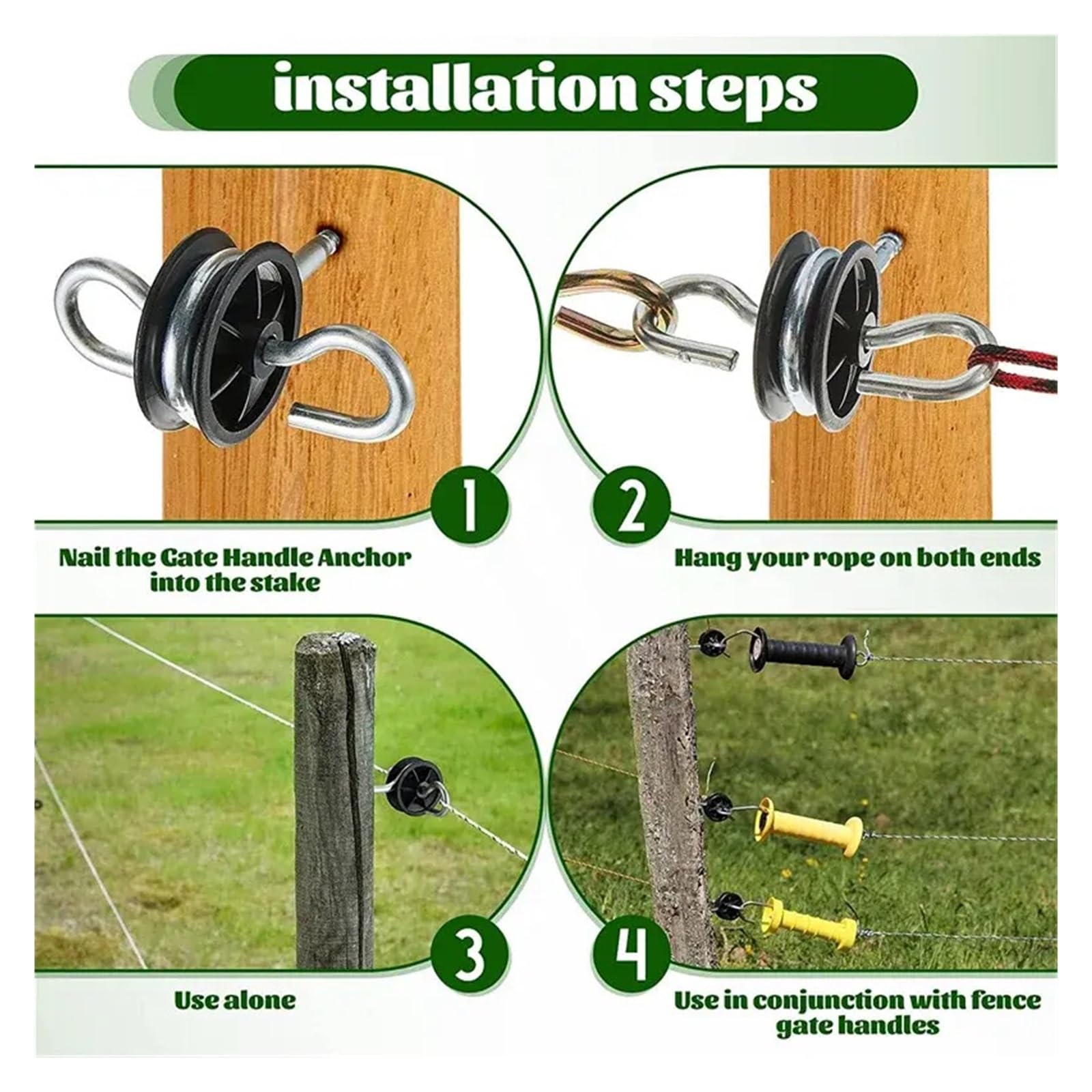 Anclaje De Manija Puerta Cerca Eléctrica, 10 Uds., for Poste Madera, Doble Gancho, Aislante Atornillado, Accesorio for Granja Y Ganado para Madera, Cuerda, Valla Eléctrica