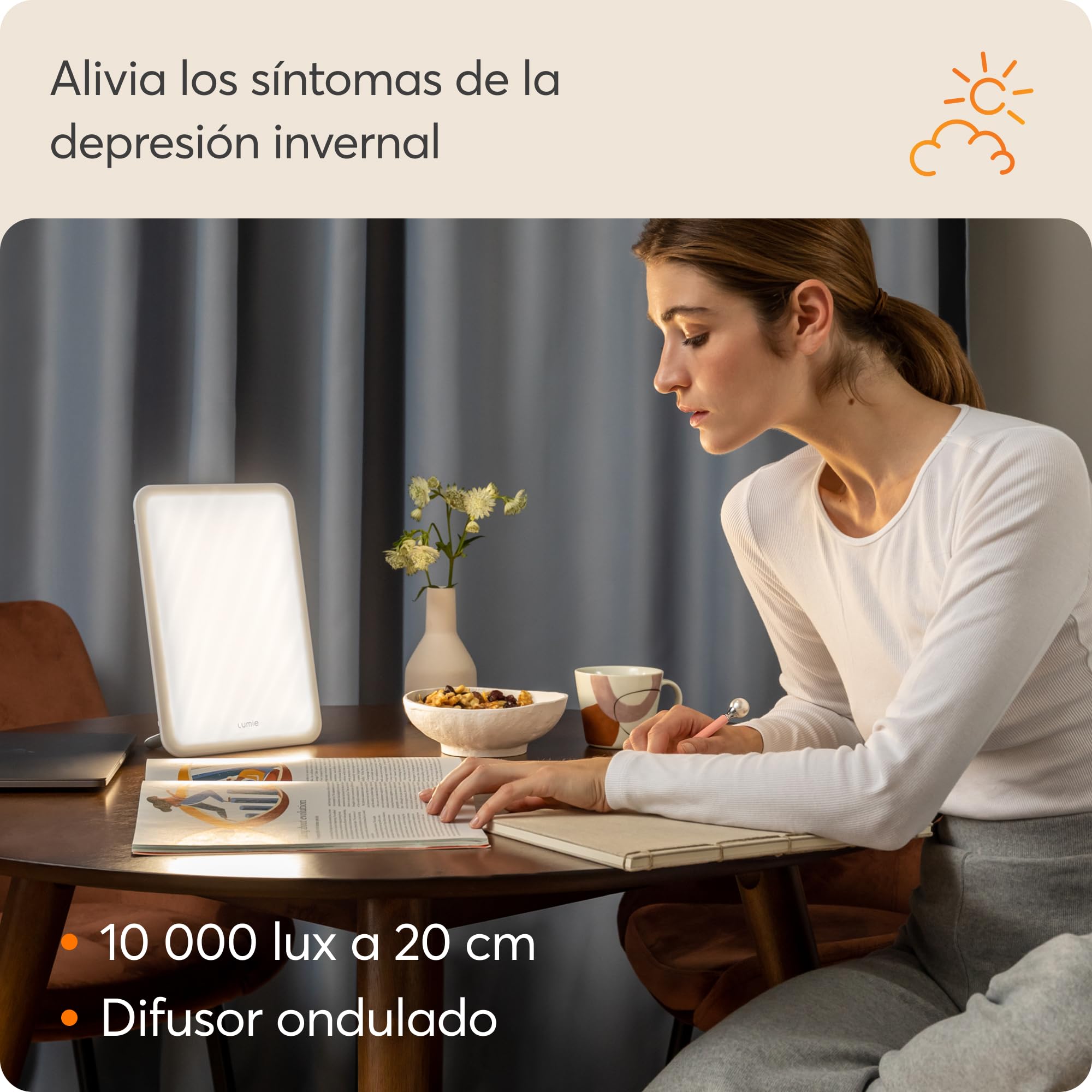 Lumie Vitamin L – Lámpara de energía portátil para una terapia de luz eficaz contra el TAE - 10000 lux