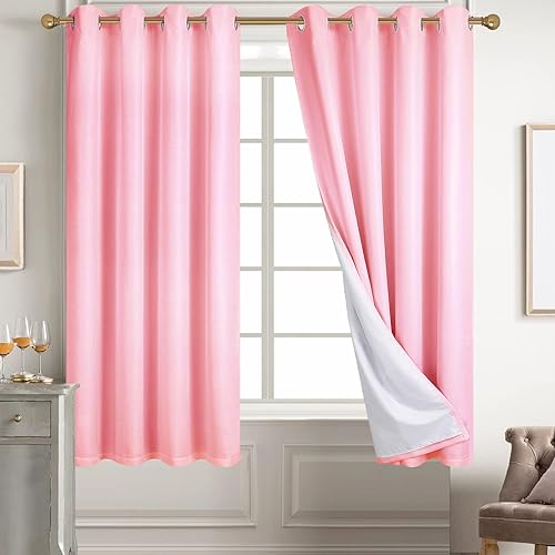 Miniatura 92 de Diraysid Cortinas 100% opacas de lino blanco para dormitorio, con ojales, aislamiento térmico, cortinas de oscurecimiento de habitación (2 paneles,