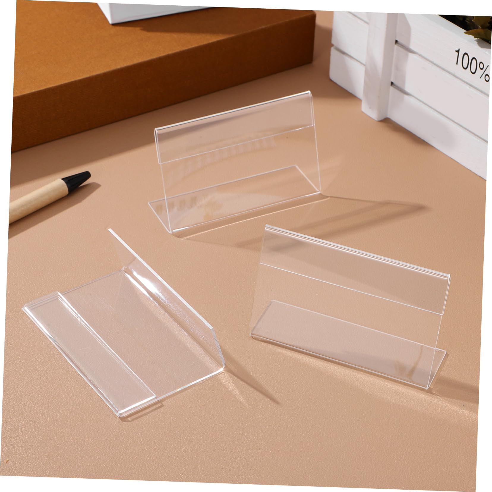 SHINEOFI Data [ Portacartello Trasparente Inclinato 9x6 Cm, Supporto per Cartelli da Tavolo, Porta Etichette per Buffet, Ristoranti e Matrimoni, Set da 30 Pezzi Salvaspazio
