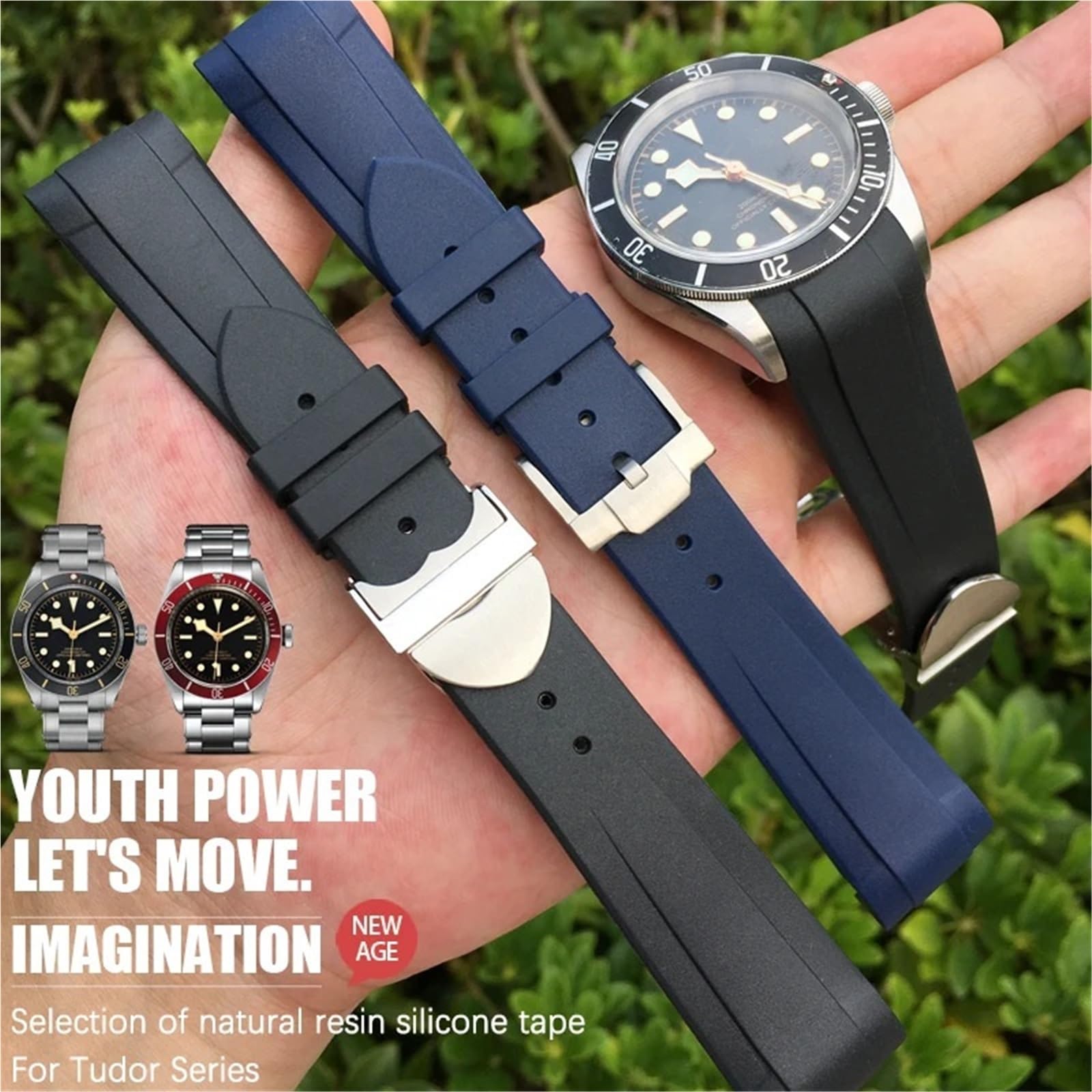 Gomma Silione 20mm 22mm per Tudor Black bay 1958 GMT 41mm Pelagos Blu Arancione Sport Strap Strumenti Regalo