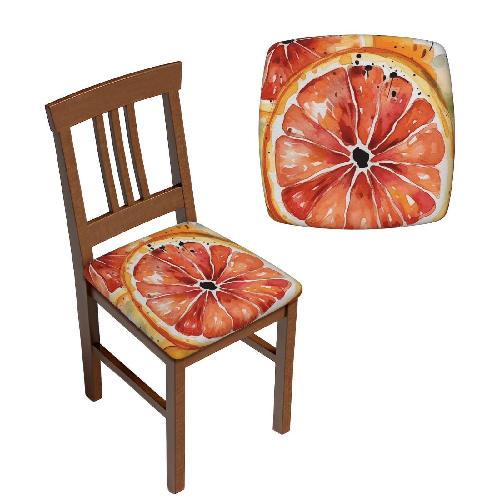 NONHAI 4PCS Dining Chair Seat Covers Set Watercolor Orange Slice Stretch Removable Chairs Covers Washable Seat Cushion Slipcovers Protector for Dining Room Kitchen Chairs