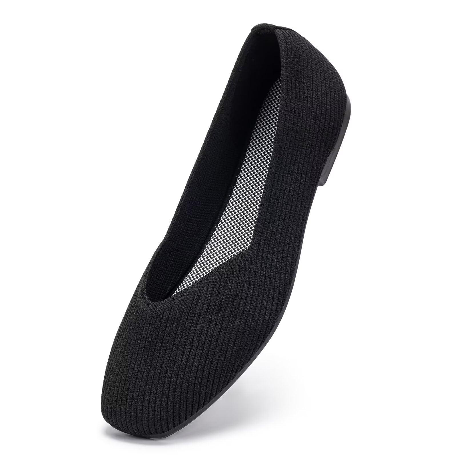 Frank Mully Ballerine da donna con punta quadrata, slip-on, scarpe da balletto, comode da donna, con scollo a V