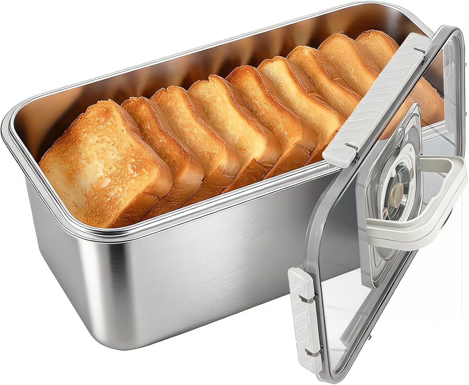 Bread Box Stainless Steel Bread Storage for Homemade Bread, Dishwasher Safe Bread Containers Storage Airtight Loaf, Airtight Bread Storage Container with Lid and Handle