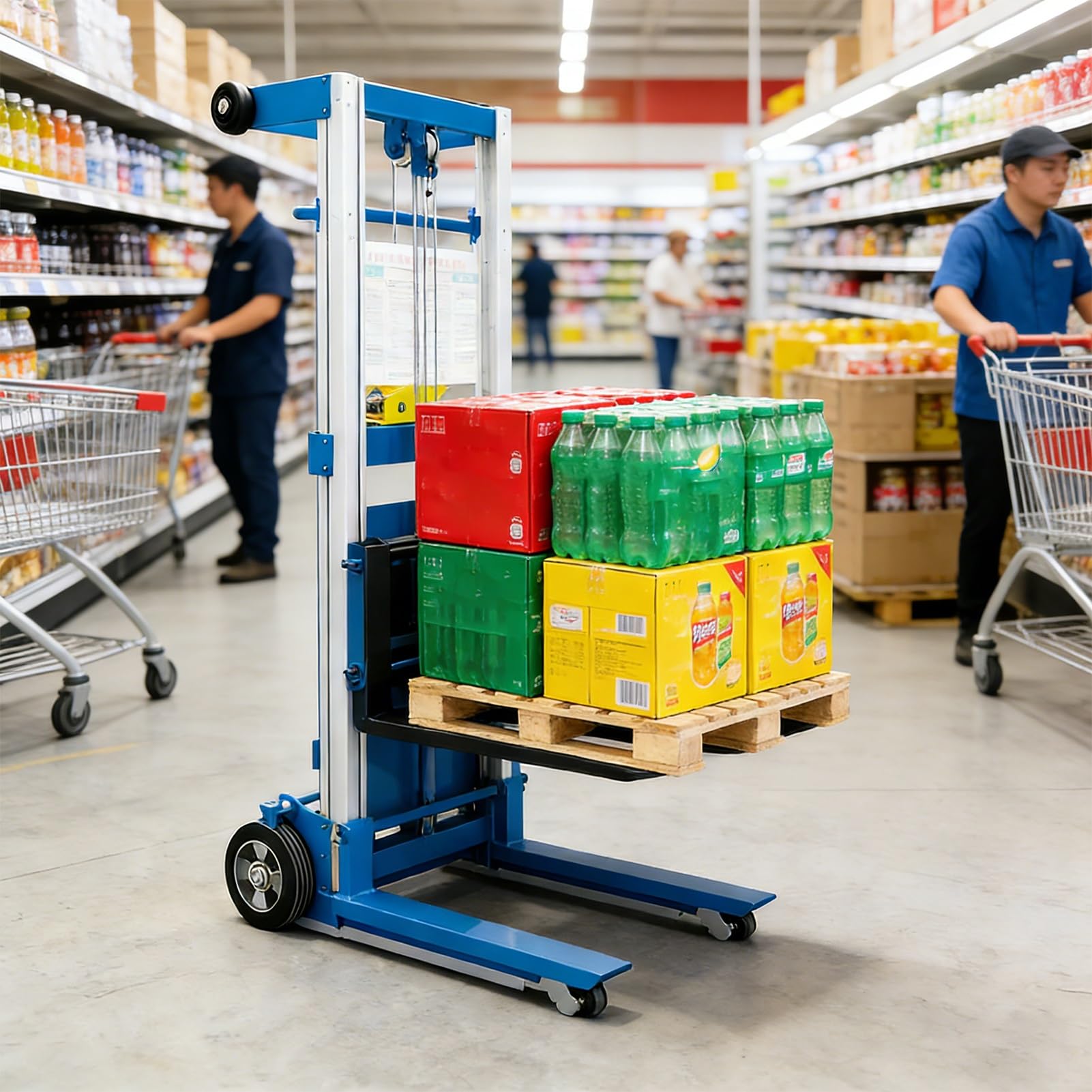 Impilatore di sollevamento materiale, carrello elevatore portatile, transpallet con capacità di carico massima di 550 libbre per la movimentazione di magazzino e logistica