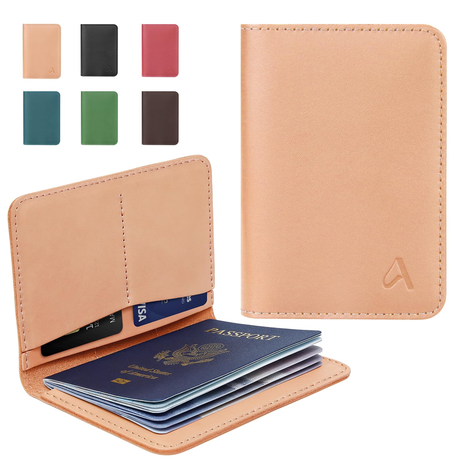 ALLIVE Passport Holder for Travel, Genuine Leather Passport Holder Women Men,Passport Cover,Travel Wallet Must Haves Airport Essentials Travel Gifts