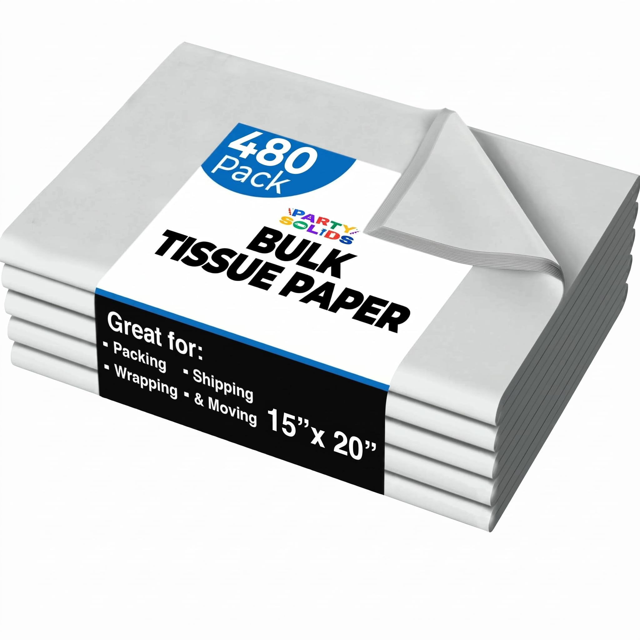 Party Solids Gray Tissue Paper for Gift Bags 15" X 20" 480 Sheets