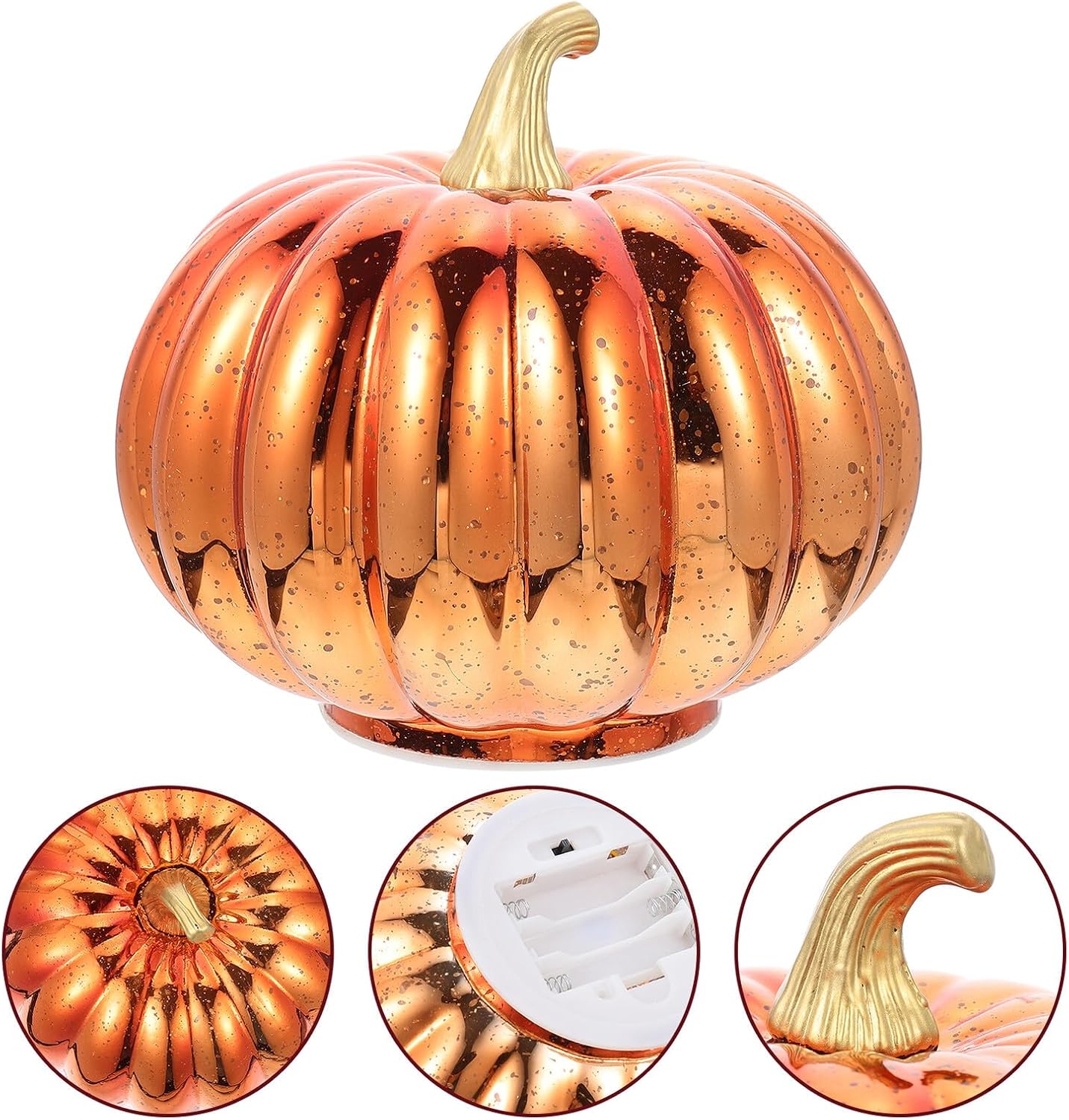 Cabilock Glass Pumpkin Lamp Halloween Decorative LED Night Light Indoor Halloween Party Pumpkin Light Decor Table Ornament Without Battery