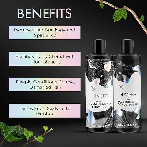 Miniatura 3 de MOEHAIR Hi-Vibes - Champú, acondicionador y suero vegano  Juego de champú y acondicionador de aceite de argán con suero antiencrespamiento para el