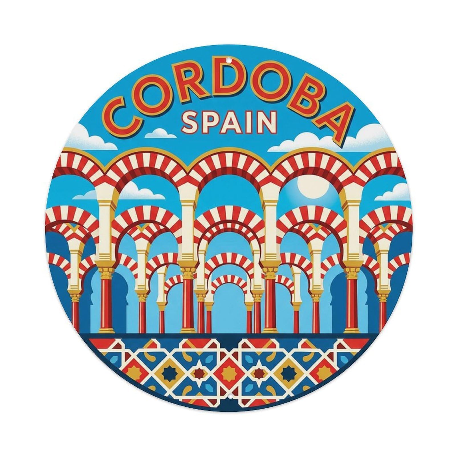 Spain Vintage Travel Cordoba Vintage Metal Tin Sign Plaque Wall Decor for Cafe, Club Bar, Office, Garden Metal Poster 8x8Inch