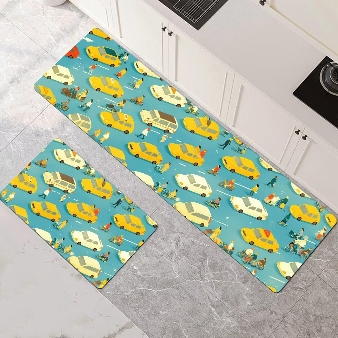 Alfombras de cocina de 2 piezas color menta, lavables y antideslizantes de 120x180 y 120x360 cm