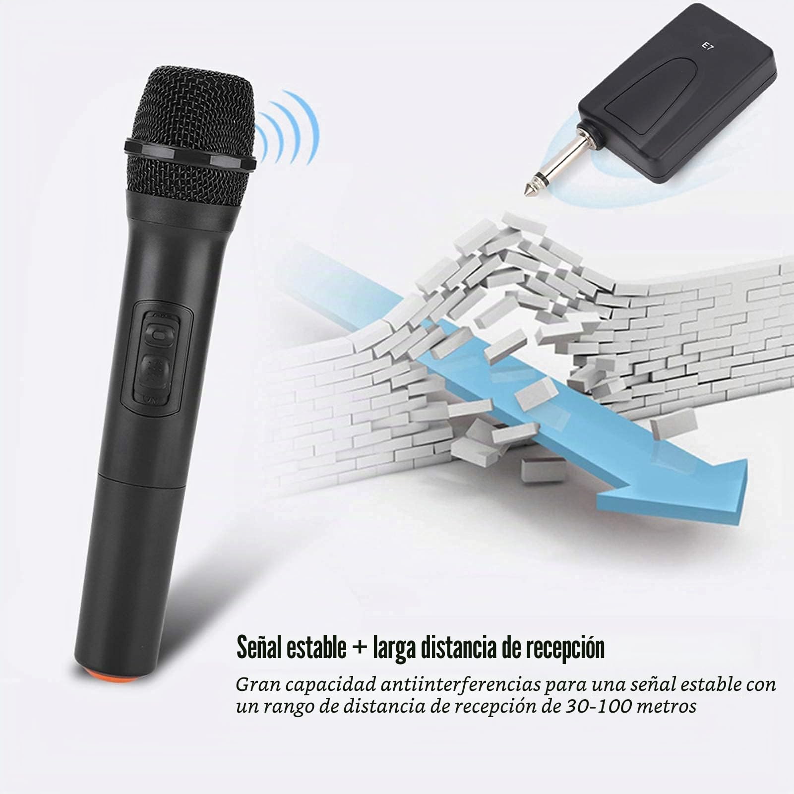 Goshyda Micrófono de Mano inalámbrico Micrófono de Mano inalámbrico VHF Universal con Receptor/Antena para Karaoke/reunión de Negocios