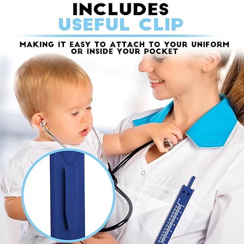 Miniatura 21 de Calibrador de electrocardiograma, herramienta de medición con regla, divisor de dibujo para enfermería (azul, rosa, 2 piezas) Azul, rosado,Negro