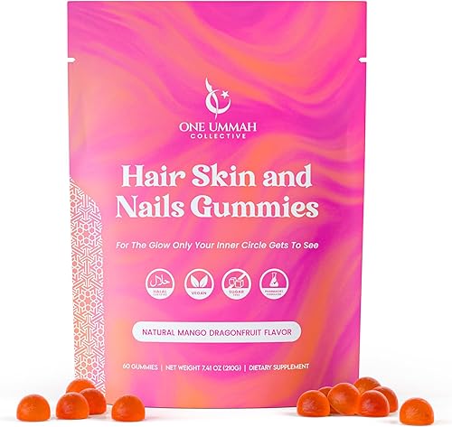 Gomitas para cabello, piel y uñas certificadas Halal, repletas de biotina, colágeno, ácido fólico y vitaminas esenciales de belleza para cabello