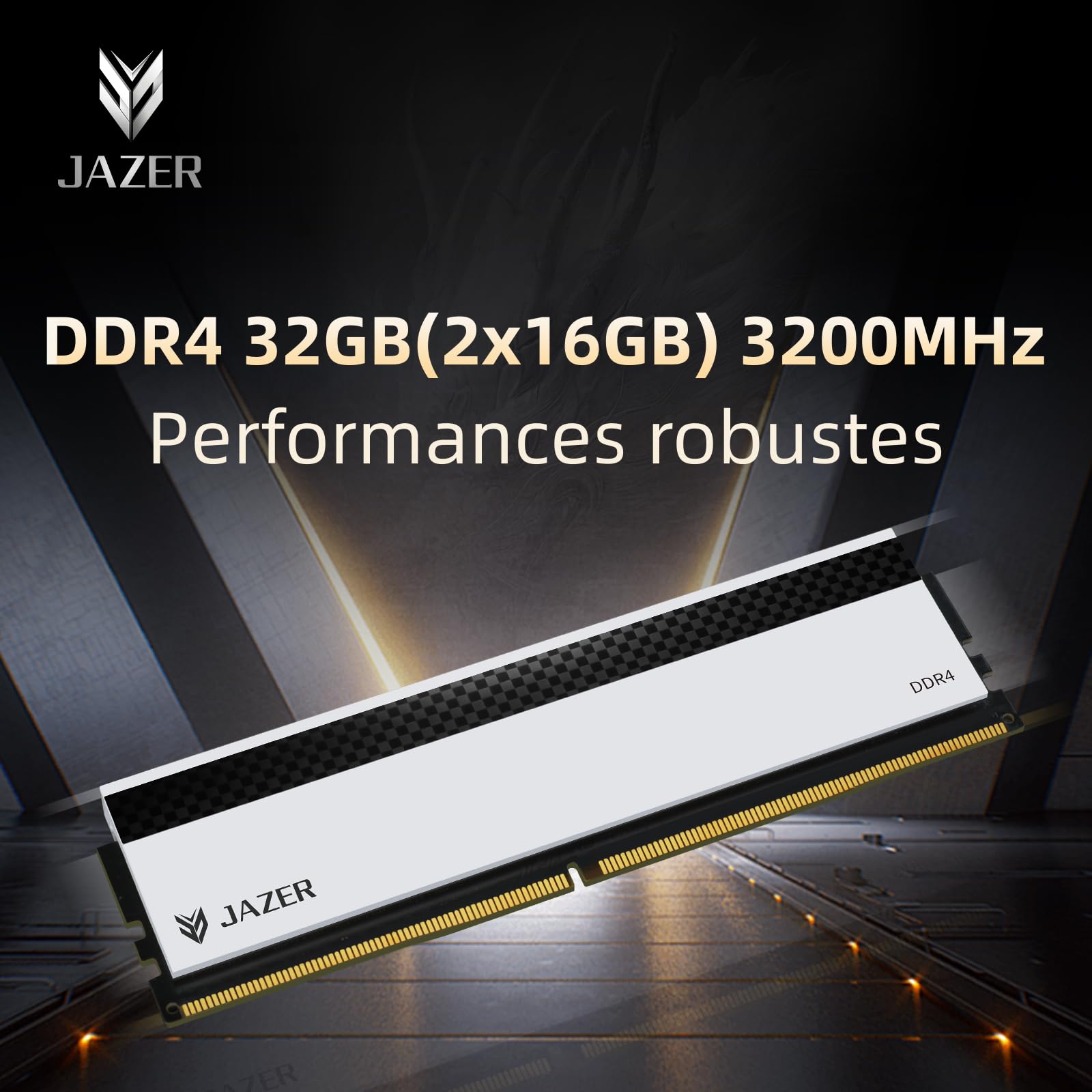 JAZER RAM DDR4 32GB (2x16GB) 3200MHz CL18 UDIMM Desktop | XMP 2.0