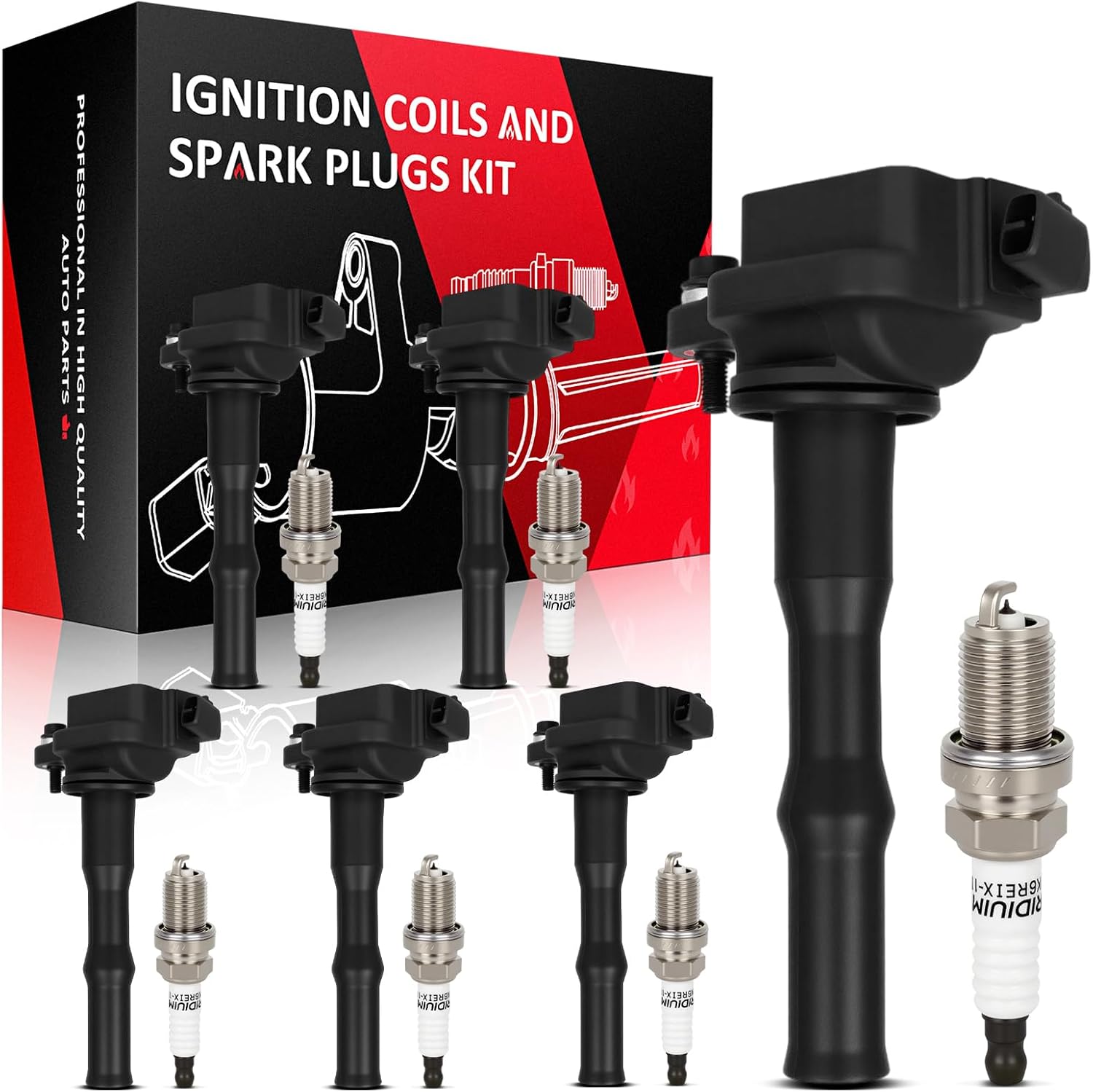 SCITOO 6 ignition coils + 6 iridium Spark Plugs,for Toyota Camry 3.0L 1994-1995,for Toyota Camry 2.2L 1994-1995,for Toyota Avalon 3.0L 1995,for Lexus ES300 3.0L 1994-1995 UF204 ‎C968 E584 5C1192