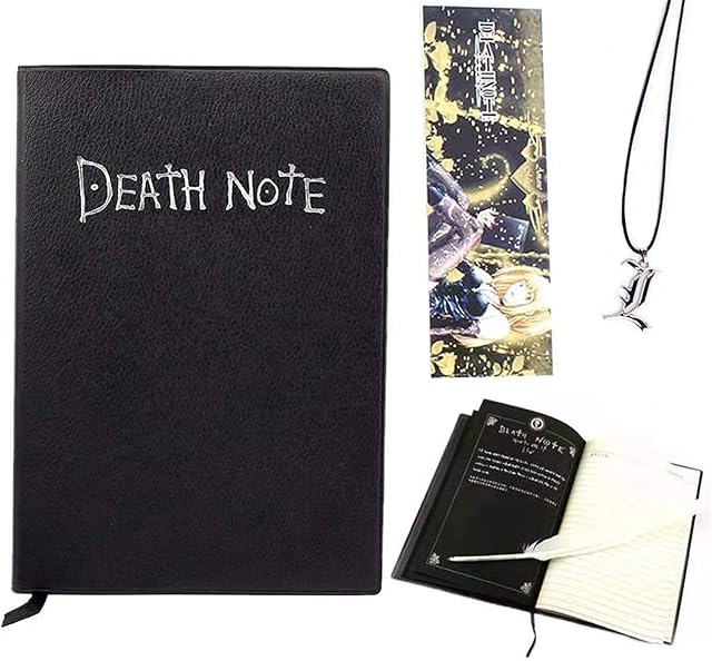 Death Note Notebook with Feather Pen, Fashion Anime Theme Death Note Cosplay Notebook, Gifts for Cosplay Lovers, Can be Used as Diary and Notebook