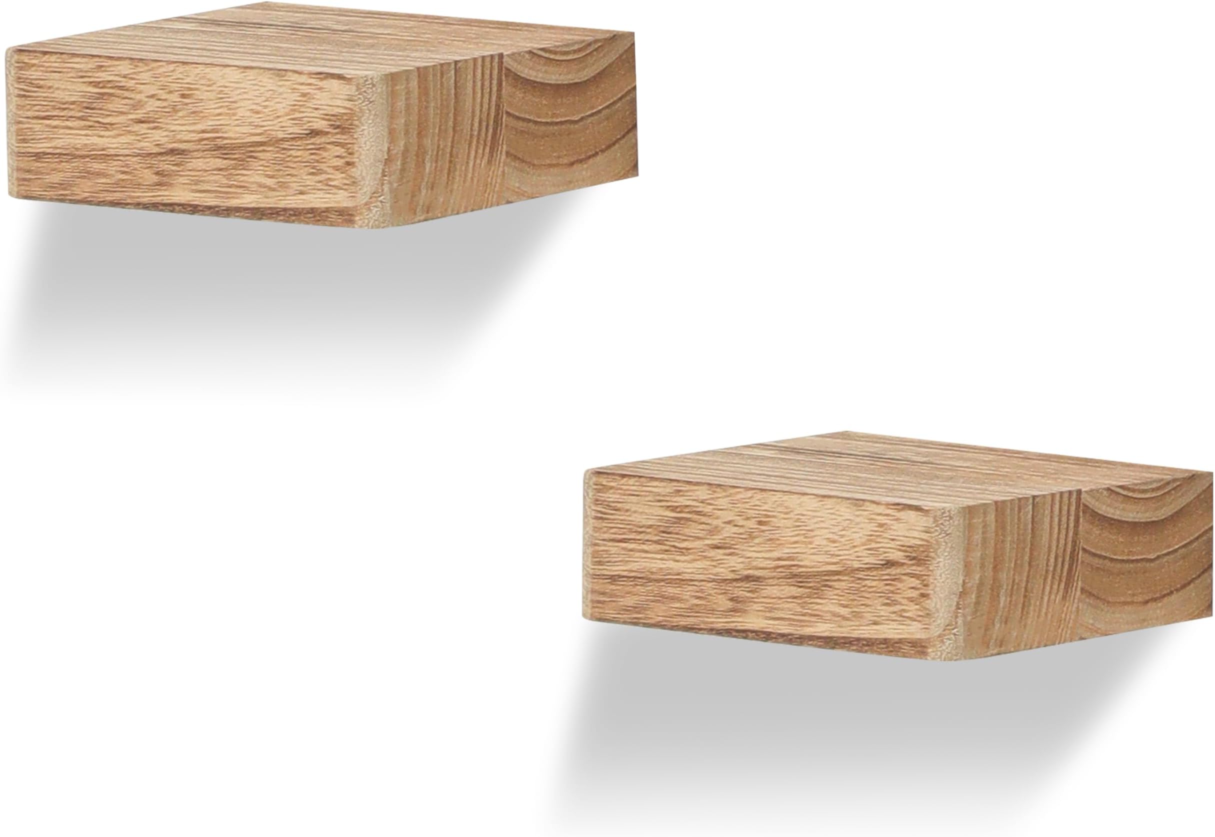 Navaris Industrial Pipe Shelf Set 3 Small Rounded Wooden Shelves with