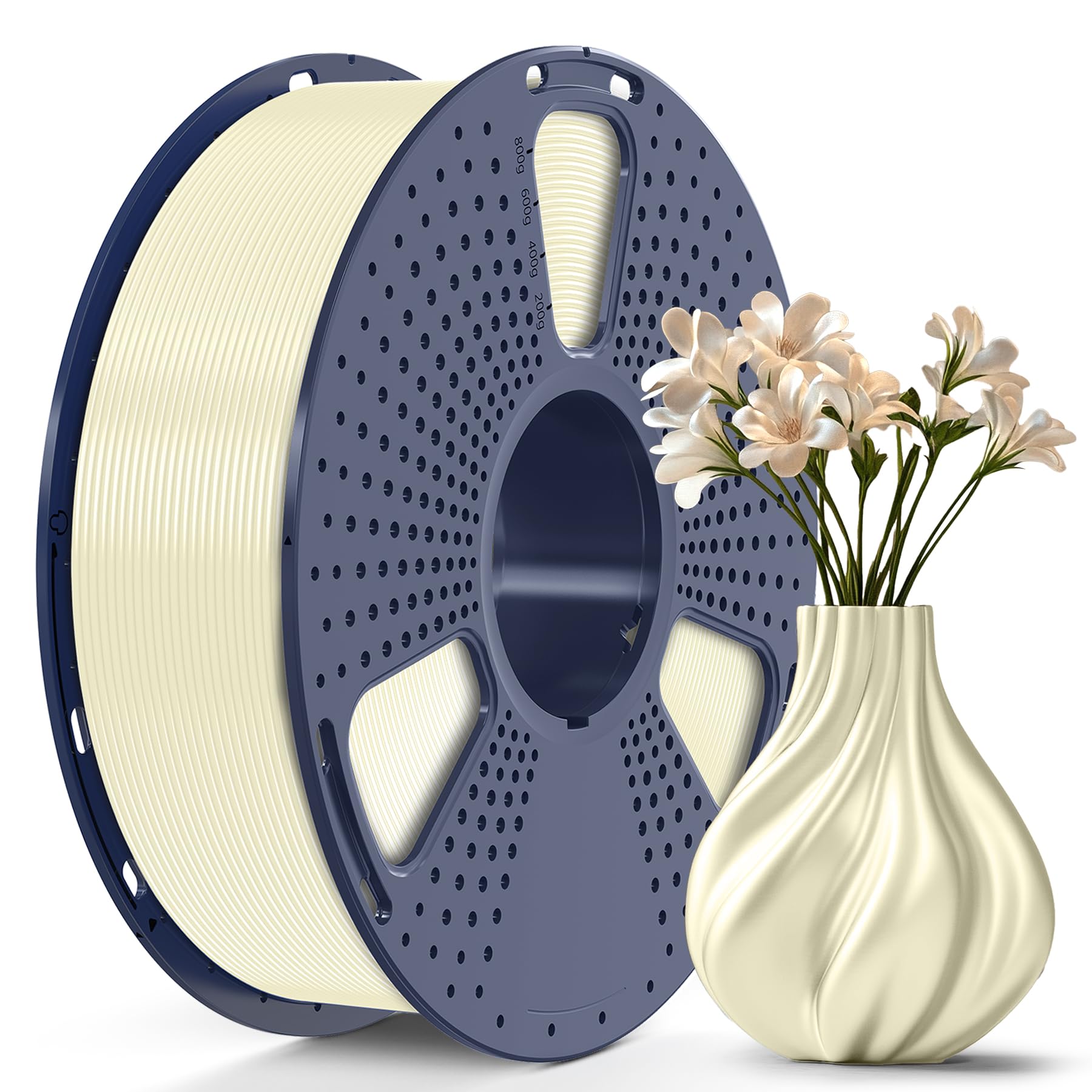 SUNLU TPU-Silk 3D Printer Filament, 98A TPU Filament 1.75mm, Glossy Silk Surface TPU Filament, Flexible TPU 3D Printing Filament, Dimensional Accuracy +/- 0.03mm, 1kg(2.2lbs) Spool, Cream White-image-28