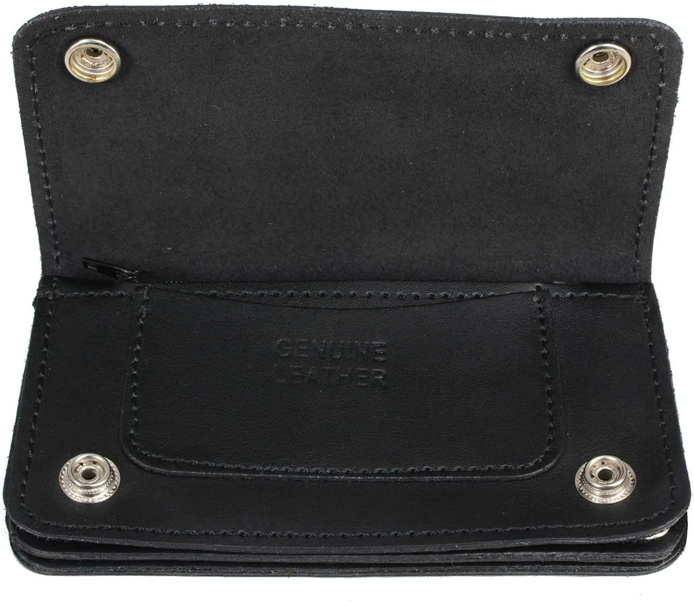 Milwaukee Leather MLW7889 Men's 7.5” Black Premium Leather Soft Biker Wallet - Bi-Fold Anti-Theft Stainless Steel Chain