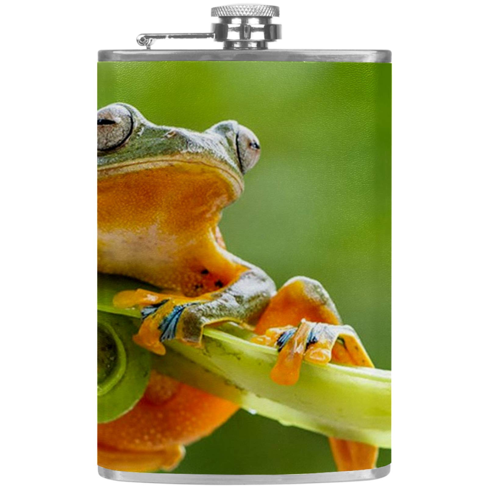 Flasque à whisky en cuir premium motif grenouille avec entonnoir de remplissage précis