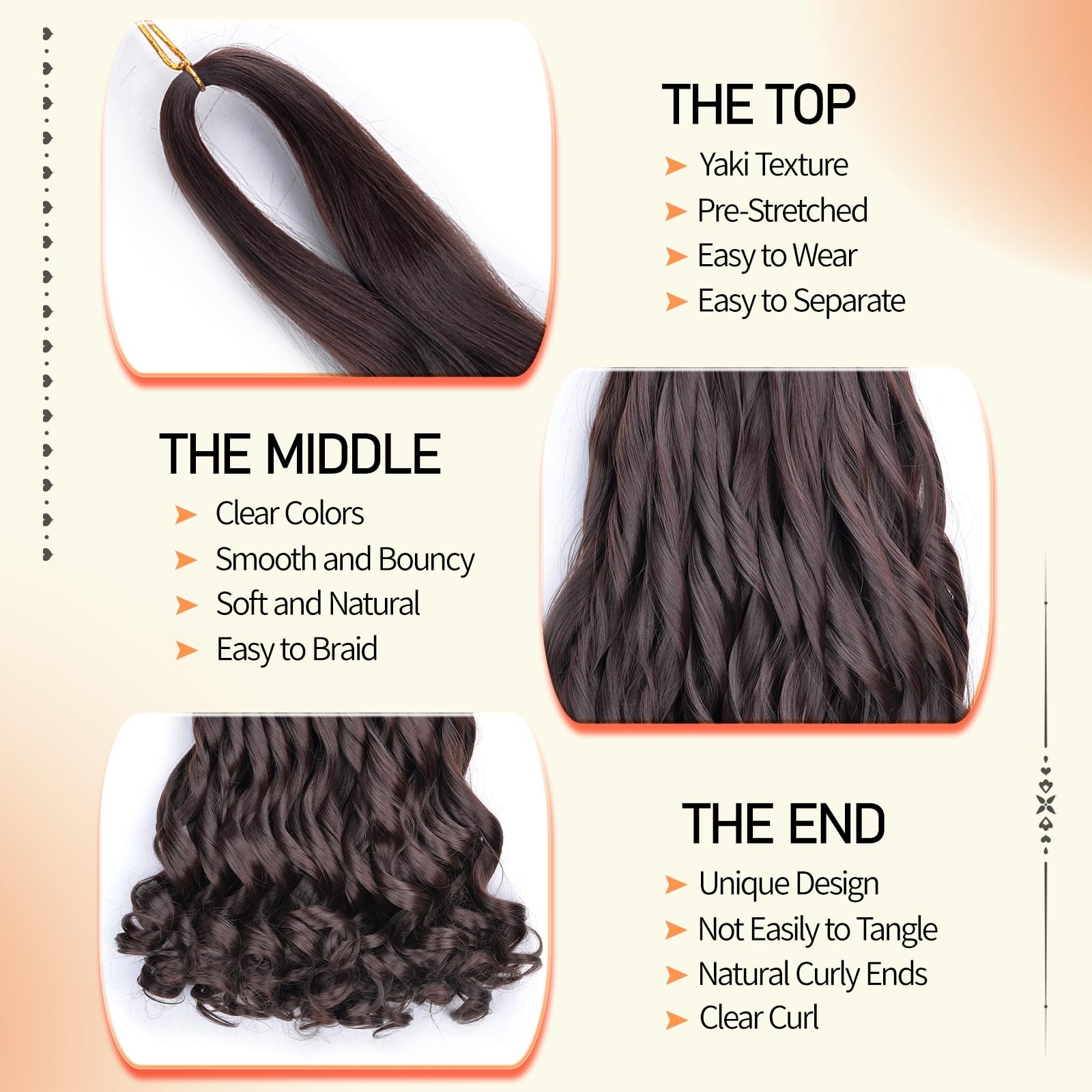 22 Inch Pre Stretched Braiding Hair Extensions French Curl Braiding Hair Loose Wavy Synthetic Crochet Hair Extensions(4#, 22 Inch (Pack of 8))